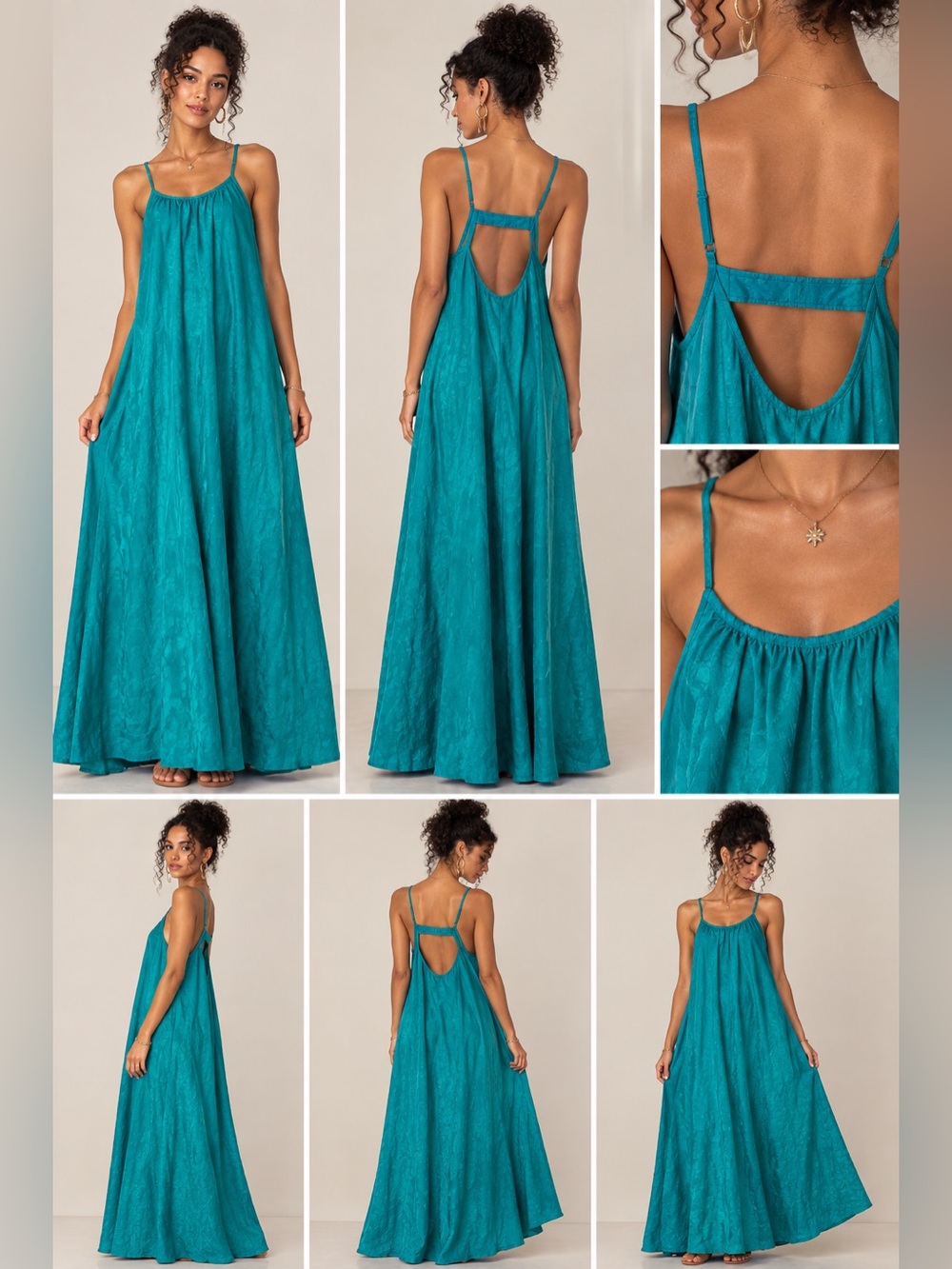 MERCER & BLUSH Chic Turquoise Maxi Dress for Women SIZE SMALL 2 4 Comfort Loose